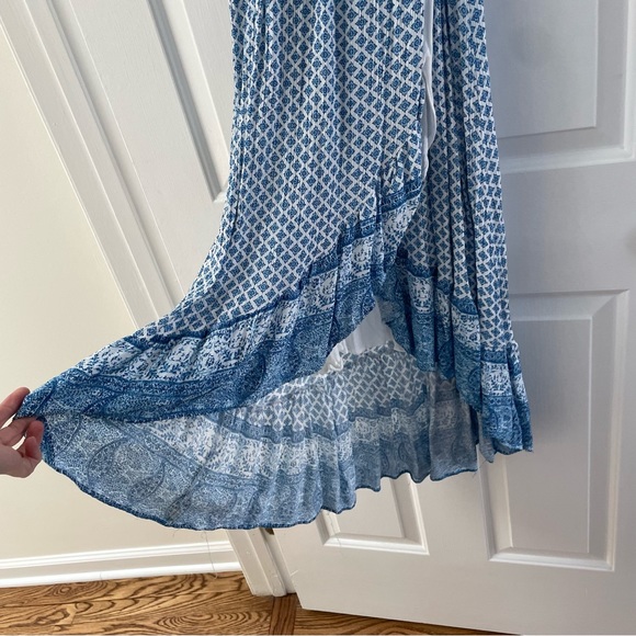 Lulus Blue Patterned Ruffle Maxi Dress - Picture 8 of 9